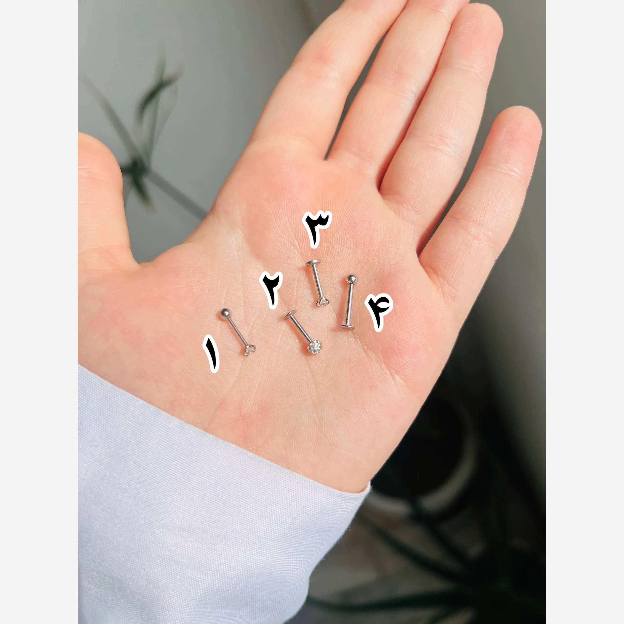 پیرسینگ گوش استیل رنگ نقره ای ضد حساسیت پیچی