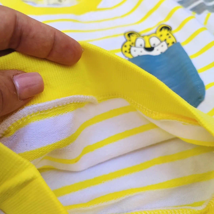 بلوز تک اسپرت بچگانه دخترانه و پسرانه یقه و مچ کشبافت رنگبندی زیبا طرح ببری سایز 80 تا 100