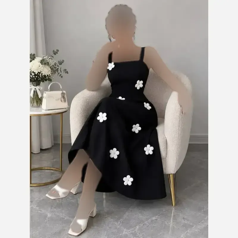 ماکسی مجلسی گلدار زنانه جنس کریستال کش مشکی فری سایز