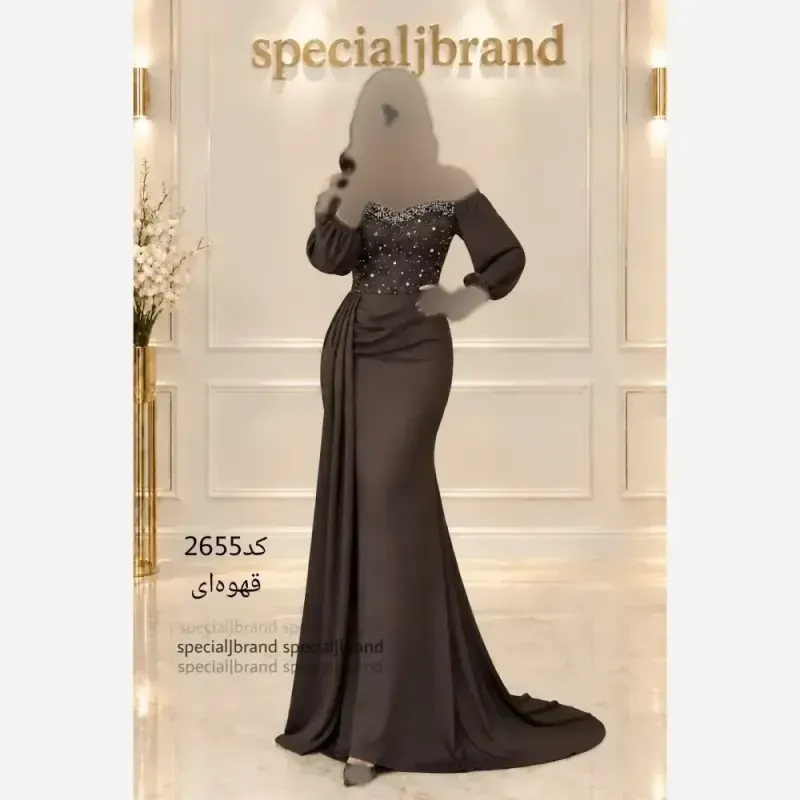 ماکسی مجلسی ژانت جنس ساتن جولیا کاپ دار