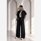 ست وست ولوار کرپ مازراتی آتنا رنگ مشکی سرمه ای قهوه ای