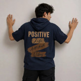 تی شرت مردانه کلاه دار پنبه ای طرح حروف مدل positive