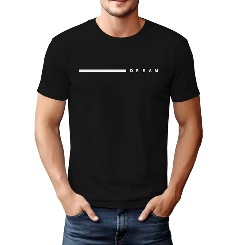 تی شرت آستین کوتاه مردانه مدل dream مشکی پنبه ای