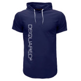 تیشرت کلاه دار مردانه آستین کوتاه سرمه ای جنس نخ مدل ساده