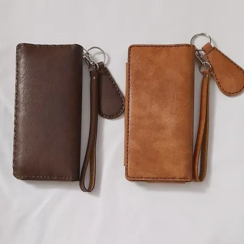 کیف پول و موبایل چرمی دست دوز مدل گندم با جاکلیدی و بند مناسب خانم ها و آقایان
