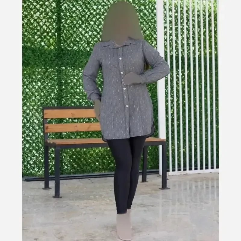 مانتو نخ پنبه لارج رنگ طوسی