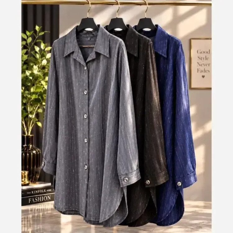 مانتو نخ پنبه لارج رنگ طوسی
