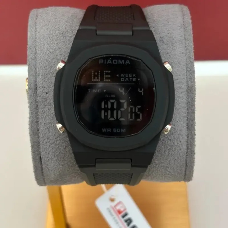 ساعت مچی پیائوما مدل PM-9147 مشکی بند رابر