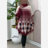 پانچ بافت طرح برفی آستین کشبافت فری سایز