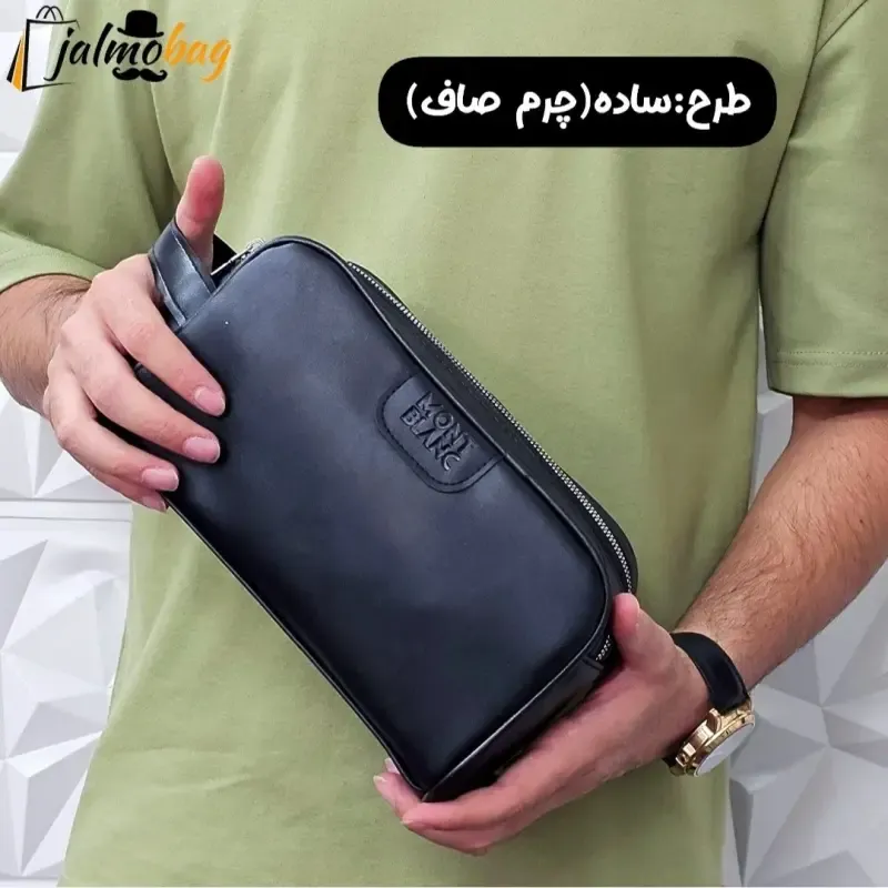 کیف دستی مردانه شوزبگ چرم صنعتی مرغوب دو خانه آستر خارجی بند دستی زیپ فلزی