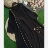 عبا زنانه مدل نواردوزی جنس الیزه اعلا رنگ مشکی فری سایز