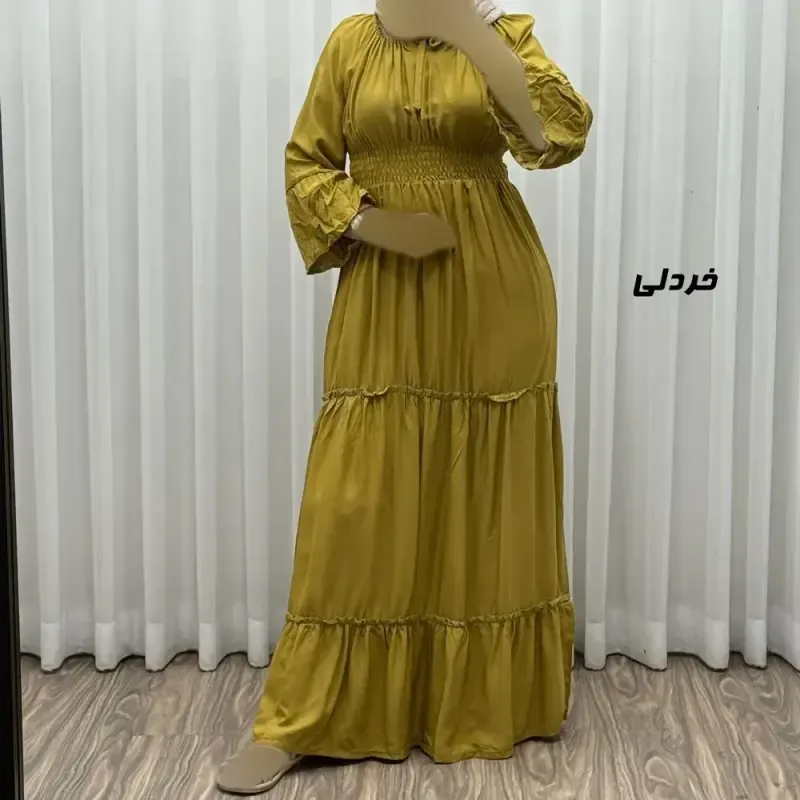 پیراهن ساحلی زنانه نخی مدل پرنسسی فری سایز مناسب تا 48 با کمربند