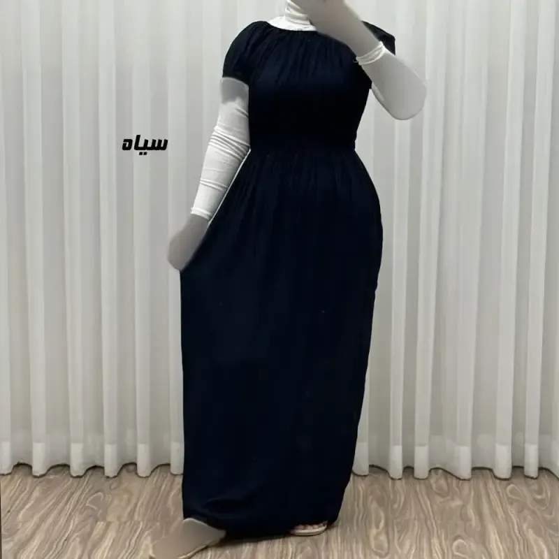 پیراهن ساحلی نخی زنانه و دخترانه آستین کوتاه فری سایز مدل باربی