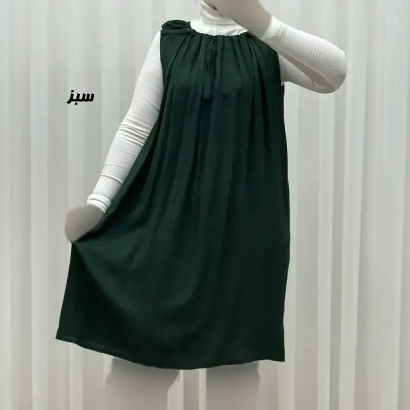 سارافون نخی زنانه کوتاه ساده فری سایز مناسب تا سایز 52
