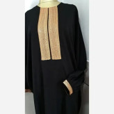 عبا زنانه مدل طلاکوب جنس الیزه درجه یک رنگ مشکی فری سایز