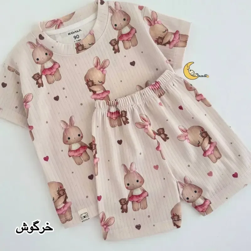 ست راحتی بچگانه تیشرت و شلوارک کبریتی کوالا کیدز نخ پنبه