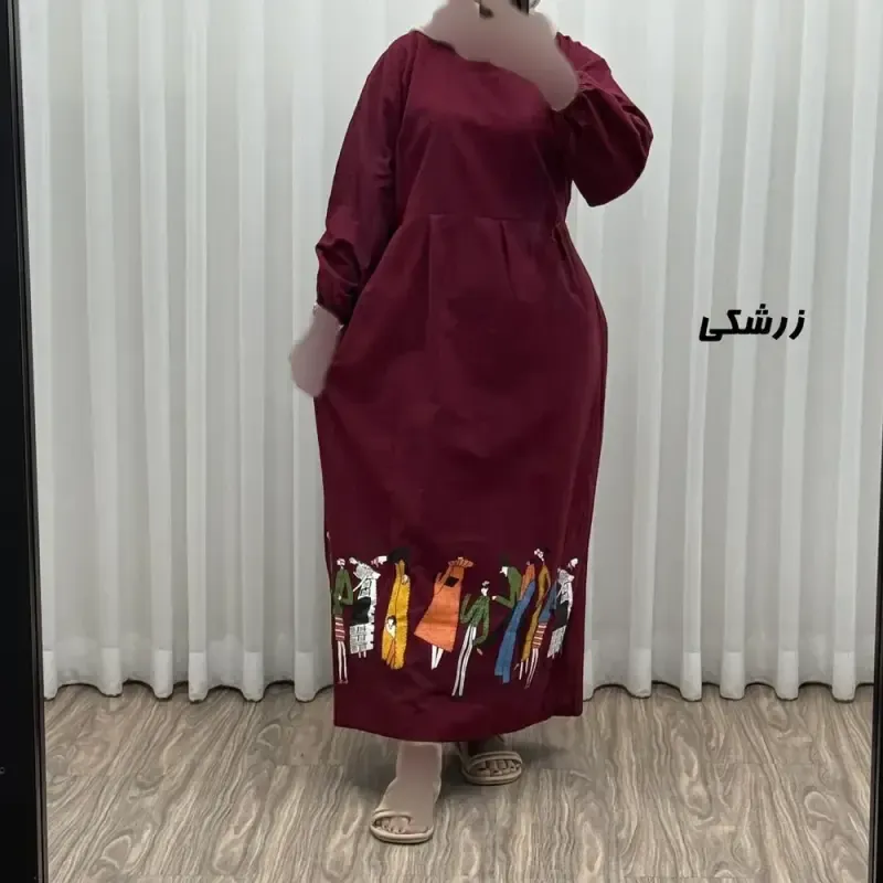 پیراهن ساحلی زنانه لینن فری سایز مدل کمرکش مناسب تا سایز 48