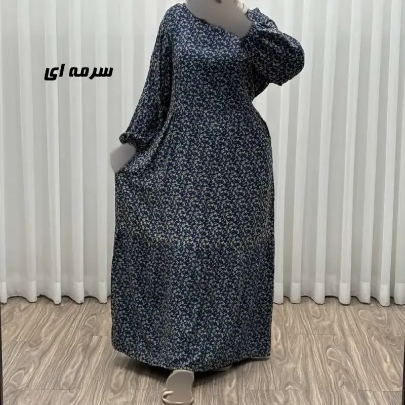پیراهن ساحلی زنانه نخی گلریز فری سایز مناسب تا سایز 46 با کمربند