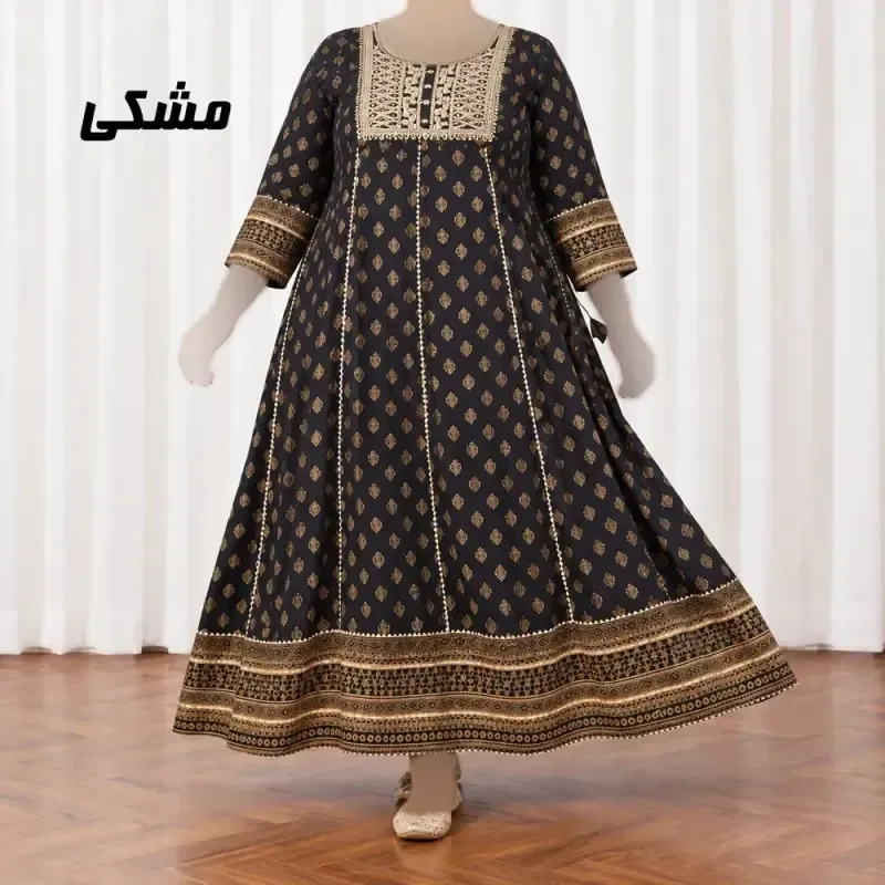 پیراهن ساحلی زنانه نخی مدل کورتای فری سایز مناسب تا 52 کمربند دار
