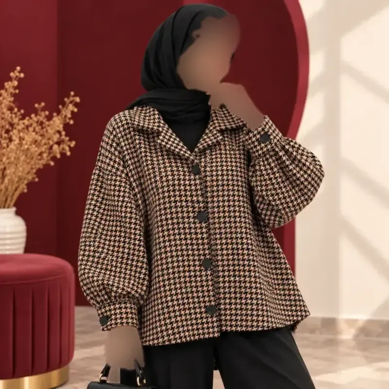 شکت زنانه پاییزه پیردوپل دکمه دار فری سایز مناسب تا 50